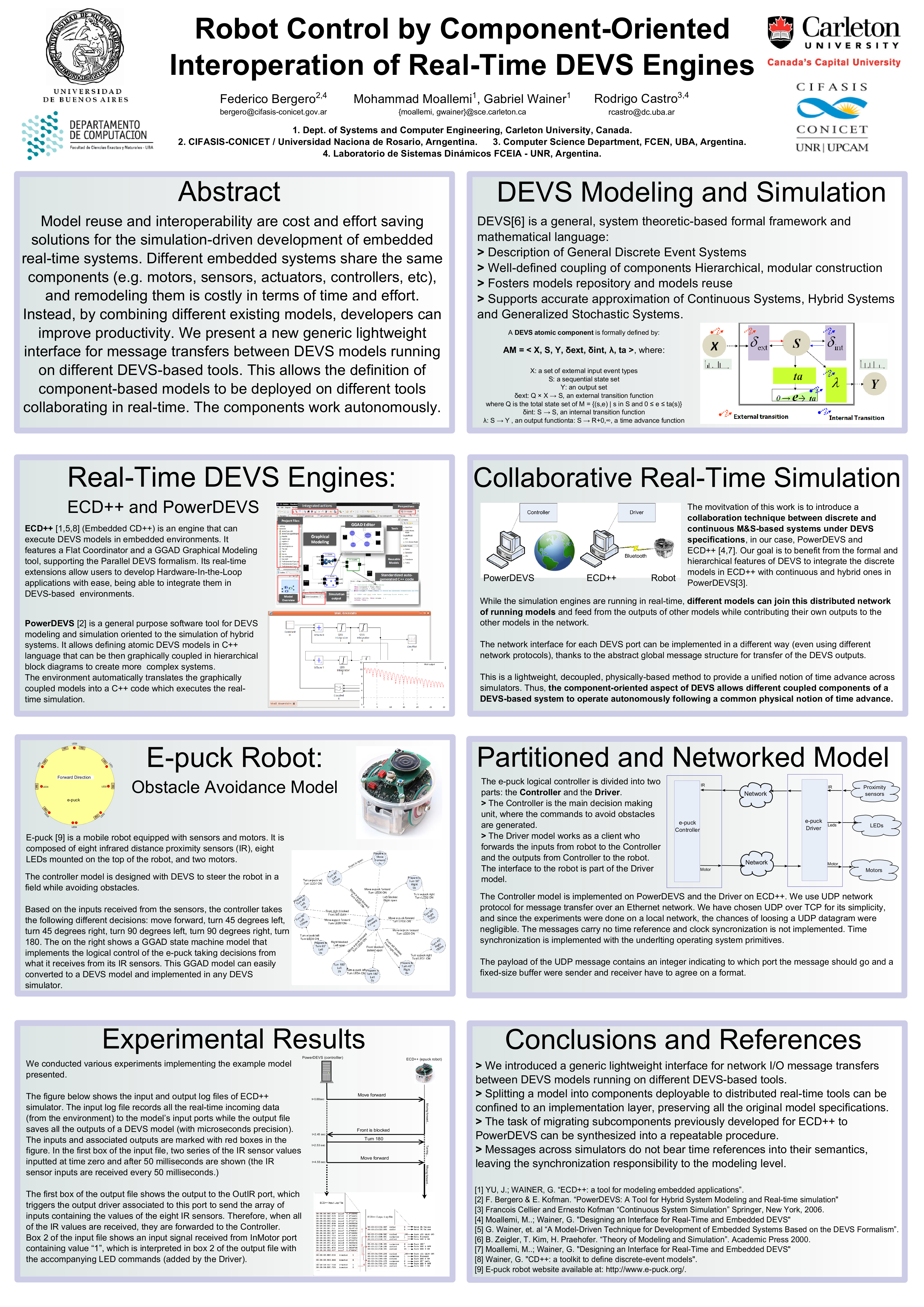 Robot Control by Component-Oriented Interoperation of Real-Time DEVS Engines